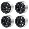 Que-T 4pcs 1.0inch Metal Beadlock Wheel Rims Hubs for 1:24 Axial SCX24 AXI0081 AXI00001 C10 AXI00002 JLU RC Car (Black) view 1