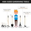 POMIKU Kids Garden Tools, Rake and Shovel Set, 7 Pieces Gardening Tools for Yard, Beach, Camping Play, Outside Toys for Kids Ages 3 up Gift view 2