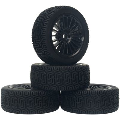 HOBBYMARKING Rubber Tires and Rims RC Wheel Set for Tamiya TT-01 TT-02 TT01E TL01 M-05 M-06 1/10 RC Rally Car
