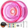 MAGICYOYO K2 Responsive Yoyo for Kids, Crystal Yo Yo Professional for Fingerspin Trick, Dual Purpose Plastic Yo-yo with Extra Unresponsive Bearing for Advanced + 12 Yoyo Strings + Yo Yo Bag (Pink) view 1