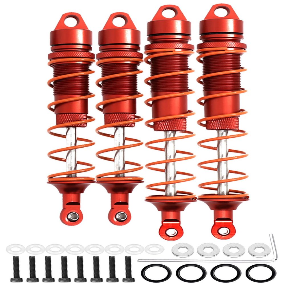 4PCS Alloy RC Shocks Dampers Upgrades Part for 1/8 Outcast 6S BLX Kraton Notorious 6S BLX,ARRCat 4PCS BIG BORE Front Rear Full Metal Shocks with Wrench,Replace ARA330621 ARA330622,Red