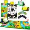 Inbeby Tummy Time Mirror & Play Mat & Pillow 3-in-1, High Contrast Black and White Baby Toys, Activity Mat for Early Education, Newborn Infant Tummy Time Toy Set for 0 3 6 12 Month Crinkle/Squeake view 1