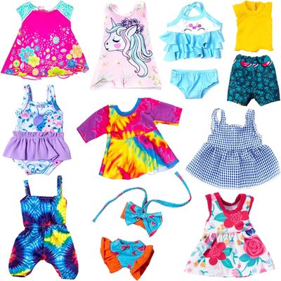 UNICORN ELEMENT 10 Sets Alive Baby Doll Clothes and Accessories Fit 12 Inch Baby Girl Doll ,Set Included Dresses, T-Shirts, Pants, Jumpsuit,Swimsuit-Best Gift for Girls
