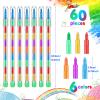 Thenshop 60 Pcs Stackable Crayons 10 Interchangeable Colors Valentine's Day Stacking Buildable Crayons Rainbow Stackable Pencils DIY Party Favors for Fall Holiday Kids Valentine School Office Supplies view 2