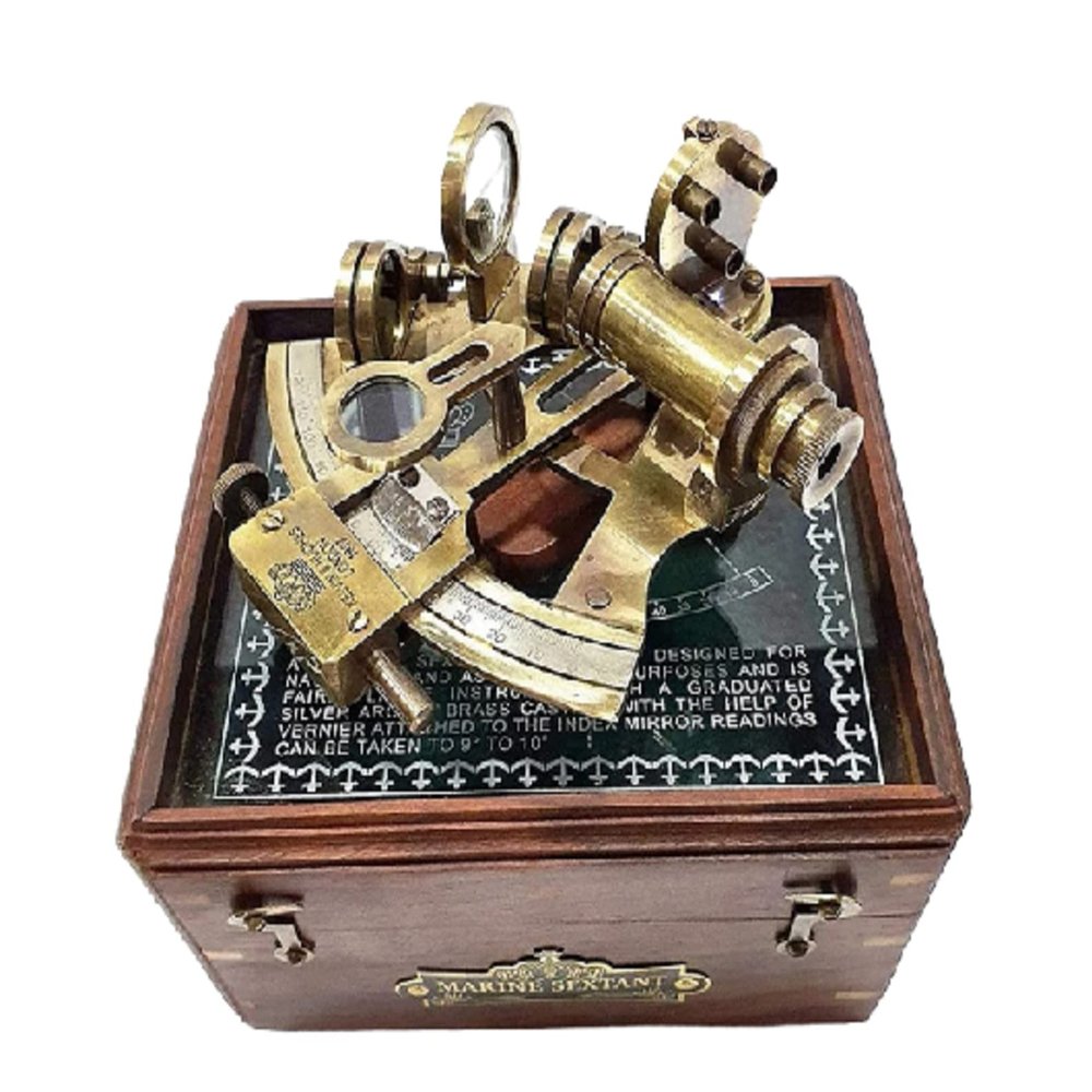 Antique Sextant Maritime Nautical Sextant Telescope Vintage Marine Astrolabe Ship's Instruments Sextant With Wooden Box Vintage Functional BY MUSKAN NAUTICAL STORE