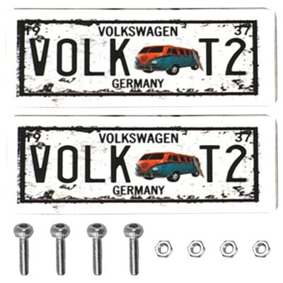 2PCS HIRCQOO Metal RC Car License Plate Decorations Accessories Compatible with Traxxas TRX-4 Tamiya CC01 Axial SCX10 D90 1/10 RC Crawler Car (VOLKT2)
