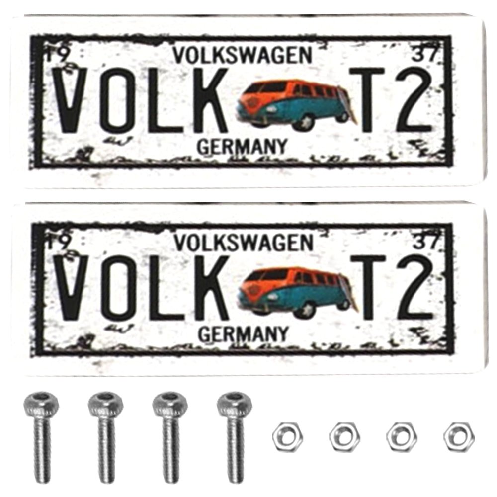 2PCS HIRCQOO Metal RC Car License Plate Decorations Accessories Compatible with Traxxas TRX-4 Tamiya CC01 Axial SCX10 D90 1/10 RC Crawler Car (VOLKT2)