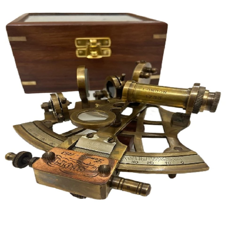 Vintage Sextant Maritime Nautical Sextant Telescope Vintage Marine Astrolabe Ship's Instruments Sextant With Wooden Box Functional Sextant BY MUSKAN NAUTICAL STORE