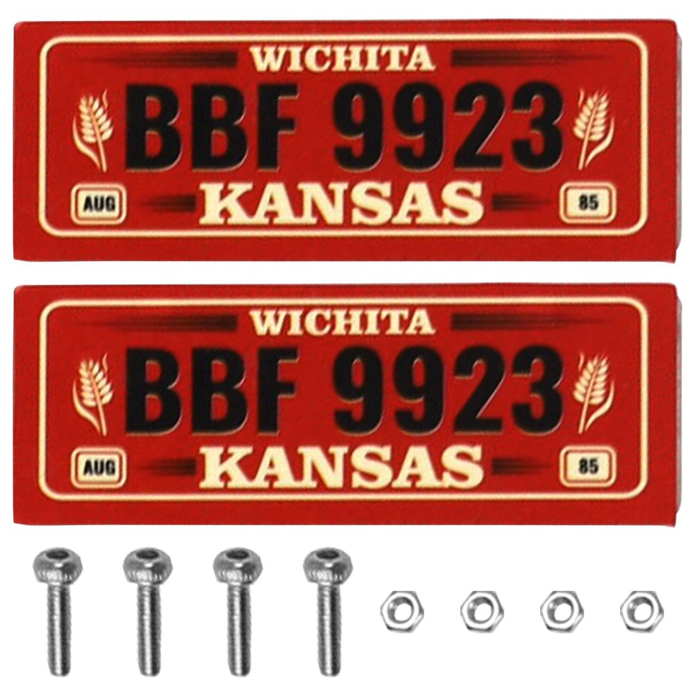 2PCS HIRCQOO Metal RC Car License Plate Decorations Accessories Compatible with Traxxas TRX-4 Tamiya CC01 Axial SCX10 D90 1/10 RC Crawler Car (BBF9923)