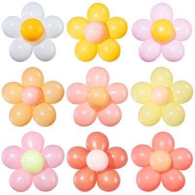 27 Set Daisy Flower Balloons DIY Kit Latex Balloon Daisy Party Decorations 10 Inch Groovy Retro Hippie Balloons for Birthday Baby Shower Wedding Engagement Garland Theme Decor(Multicolored)