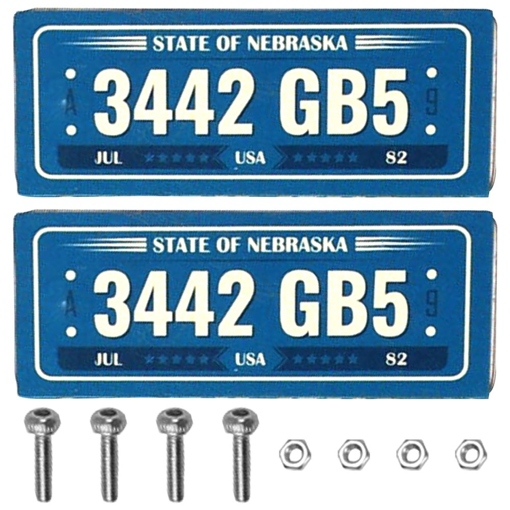 2PCS HIRCQOO Metal RC Car License Plate Decorations Accessories Compatible with Traxxas TRX-4 Tamiya CC01 Axial SCX10 D90 1/10 RC Crawler Car (3442GB5)
