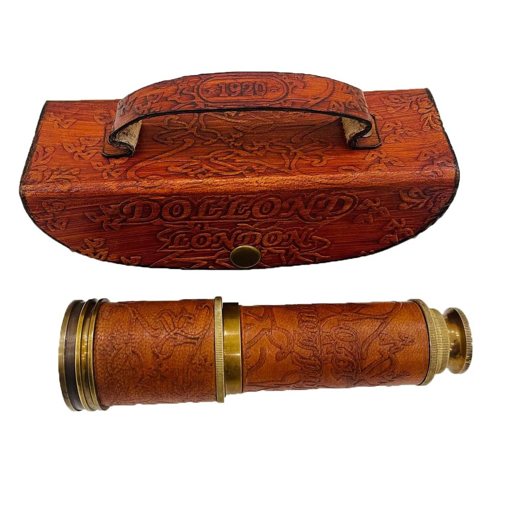 Pirates Spyglass Telescope With Leather Case London Engraved Navy Brass Victorian Marine Maritime Gift Brass Nautical Antique Working Telescope BY MUSKAN NAUTICAL STORE