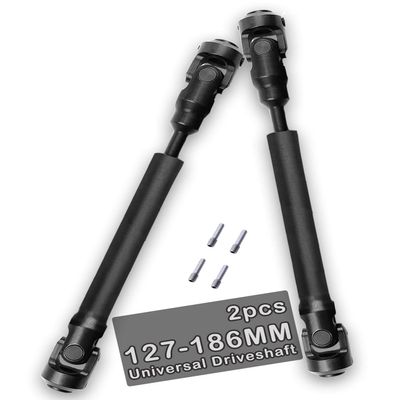 2PCS 127-186MM Universal Drive Shaft RC Upgrades for 1/10 SCX10 SCX10-II D90 Gen7 /Pro Rc 4WD GEN8 RC Crawler,RC Upgrade Parts Hop-Ups,Steel Full Metal Drive Shaft,Black (127-186 MM,2PCS)