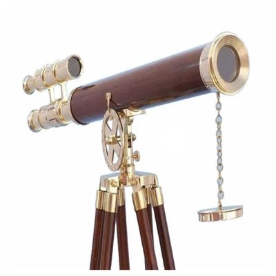 Brass Pirates Spyglass Telescope With Wooden Tripod Stand Engraved Navy Brass Victorian Marine Maritime Brass Nautical Antique Working Telescope BY MUSKAN NAUTICAL STORE