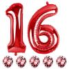 16th Birthday Balloons Red, 40 In Giant Digital Foil Number 1 and 6 Balloons with Confetti Balloons, Number 16 61 Balloons Self Inflating for Boys Girls Women Anniversary Party Decorations Supplies view 1