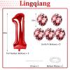 16th Birthday Balloons Red, 40 In Giant Digital Foil Number 1 and 6 Balloons with Confetti Balloons, Number 16 61 Balloons Self Inflating for Boys Girls Women Anniversary Party Decorations Supplies view 2
