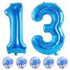 13th Birthday Balloons for Boys, 40 Inch Blue Foil Number 10 Balloons with Confetti Latex Helium Balloons, Blue Birthday Party Balloons Numbers 1 and 3 for Men Girls 13th 31st Anniversary Decorations view 1