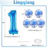13th Birthday Balloons for Boys, 40 Inch Blue Foil Number 10 Balloons with Confetti Latex Helium Balloons, Blue Birthday Party Balloons Numbers 1 and 3 for Men Girls 13th 31st Anniversary Decorations view 2