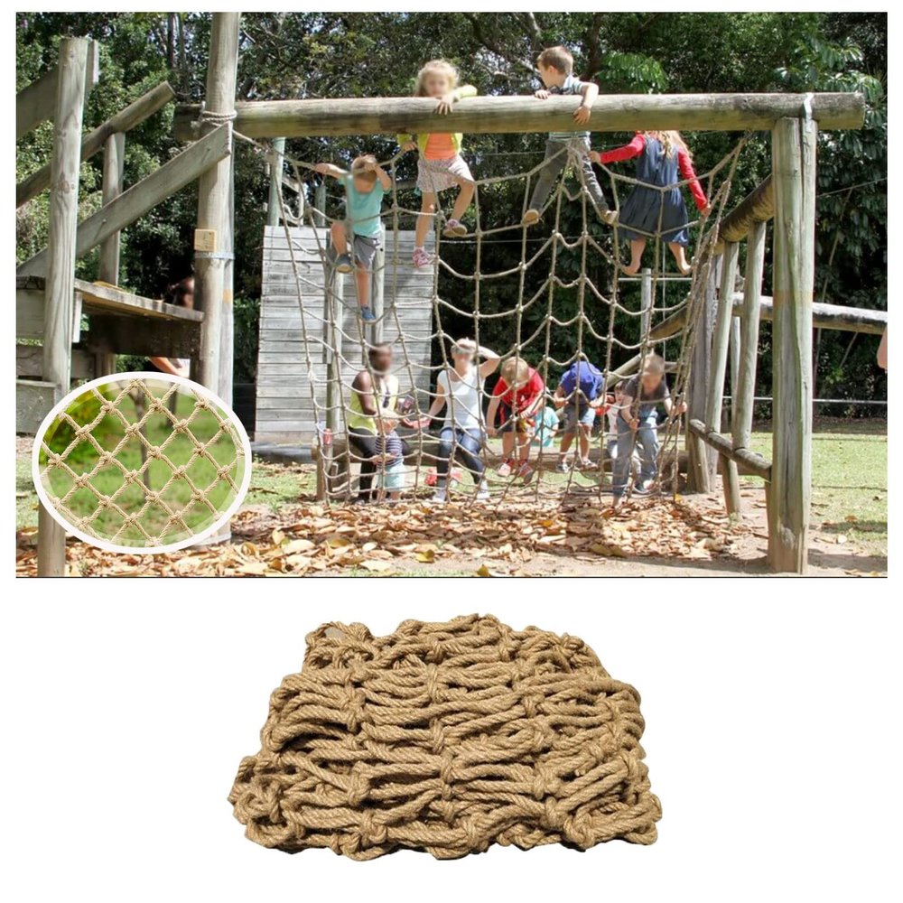 Rope Net for Playground, Hemp Rope Net Safety Nets Cargo Rope Ladder Truck Trailer Heavy Duty Netting Indoor Stair Decor Net Kids Climbing Net (Size : 1 * 4m(3 * 13ft))