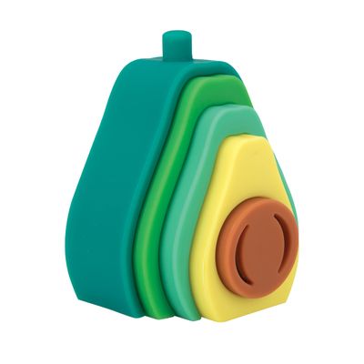 Nuby Soft Silicone Stackable Avocado Interactive Toy - 5-Piece Toddler Stacking Toy for Early Development - 12+ Months