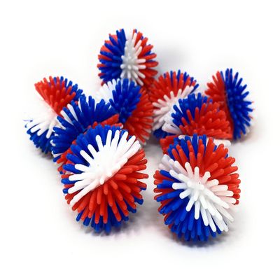 Funiverse Bulk 50 Pack Patriotic 3-Color Porcupine Ball Assortment - 1.25" Spike Ball