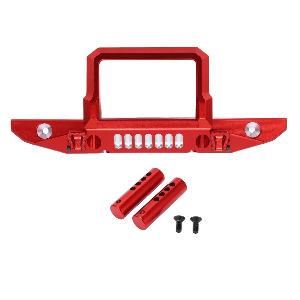 RC Front Bumper, Aluminum Alloy RC Car Front Bumper with LED Light Hole Fits for Axial 1/6 for SCX6 Car(Red)