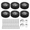 RC Rubber Tires, RC Wheels with Aluminum Alloy Wheel Hub for C14 C24 C34 C44 B14 B24 B16 B36 4WD Car Model(Silver) view 3
