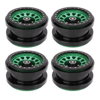 RC Vehicle Wheels Rims, Aluminum Alloy 2.9in 12 Hole 4 Pcs Drift Tires Hub for 1/6 AXAIL SCX6 RC Car Truck(Green)