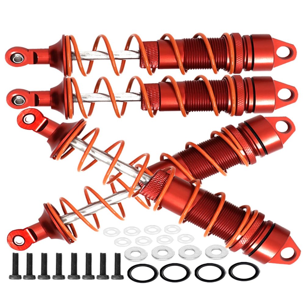 ARRCat Aluminum Big Bore Shocks Upgrades Parts for 1/8 Kraton Outcast Notorious 6S BLX,4PCS Front Rear Full Metal Dampers Hops Up Absorbers,Replace ARA330621 ARA330622 (Red)