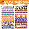 JOYIN 120 PCS Halloween Slap Bracelets for Kids Gift, 24 Designs Halloween Bracelets Bulk for Goodie Bag Fillers, Friendship Bracelets for Halloween Party Favor Supplies view 2