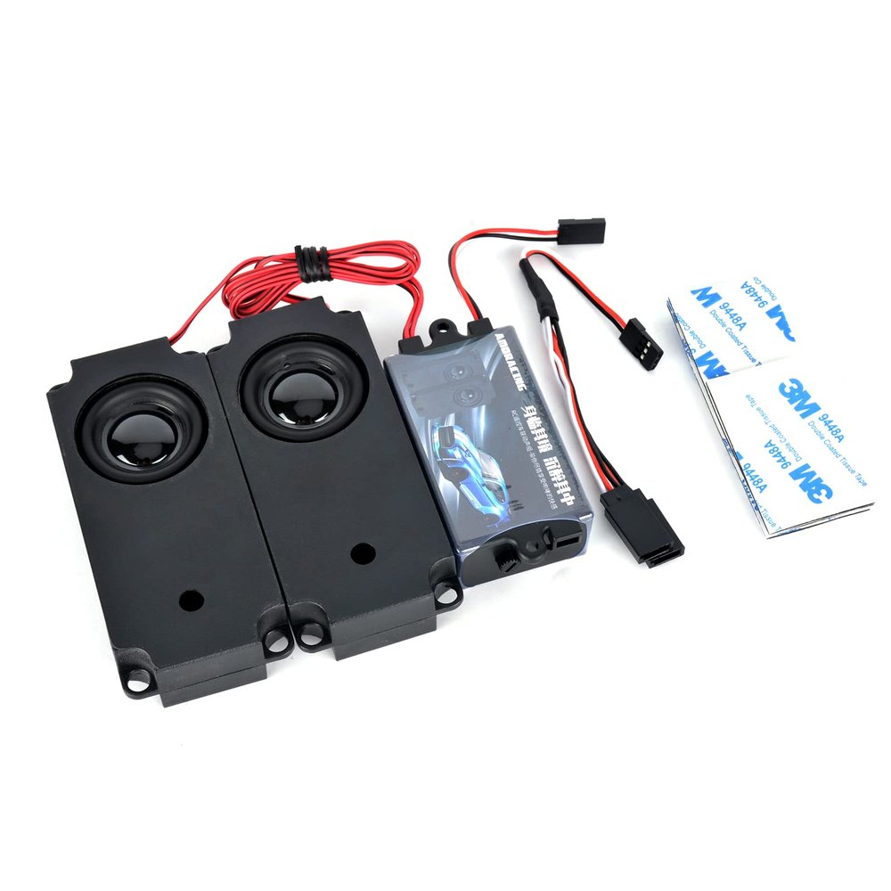 PYFORE RC Car 2nd Generation Motor Sound Simulator Set RC Car Engine Sound Simulator, Remote Control Car Sound Engine Simulation Module Set with 2 Speakers for 1/10 Vehicle Model (Two-Voice Group)