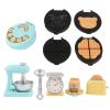 Miniature Dollhouse Kitchen Set 1:12 Decoration Waffle Maker Toaster Scale Stand Mixer Flour 10PCS Modern Mini House Furniture Accessories Kit Pretend Play (Blue) view 1