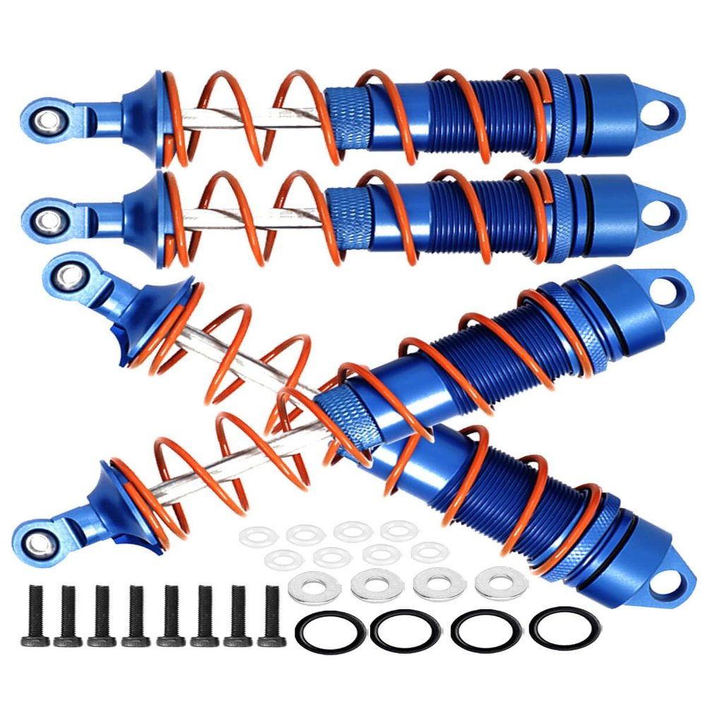 ARRCat Aluminum Big Bore Shocks Upgrades Parts for 1/8 Kraton Outcast Notorious 6S BLX,4PCS Front Rear Full Metal Dampers Hops Up Absorbers,Replace ARA330621 ARA330622 (Navy Blue)