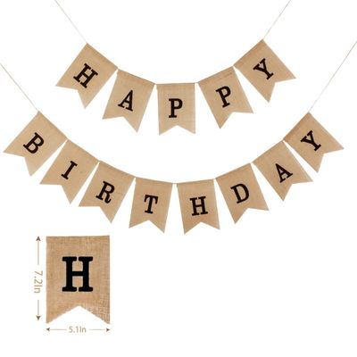 Burlap Happy Birthday Banner Burlap Banner Happy Birthday Sign For Men Women Birthday Sign Party Decorations, Black letter
