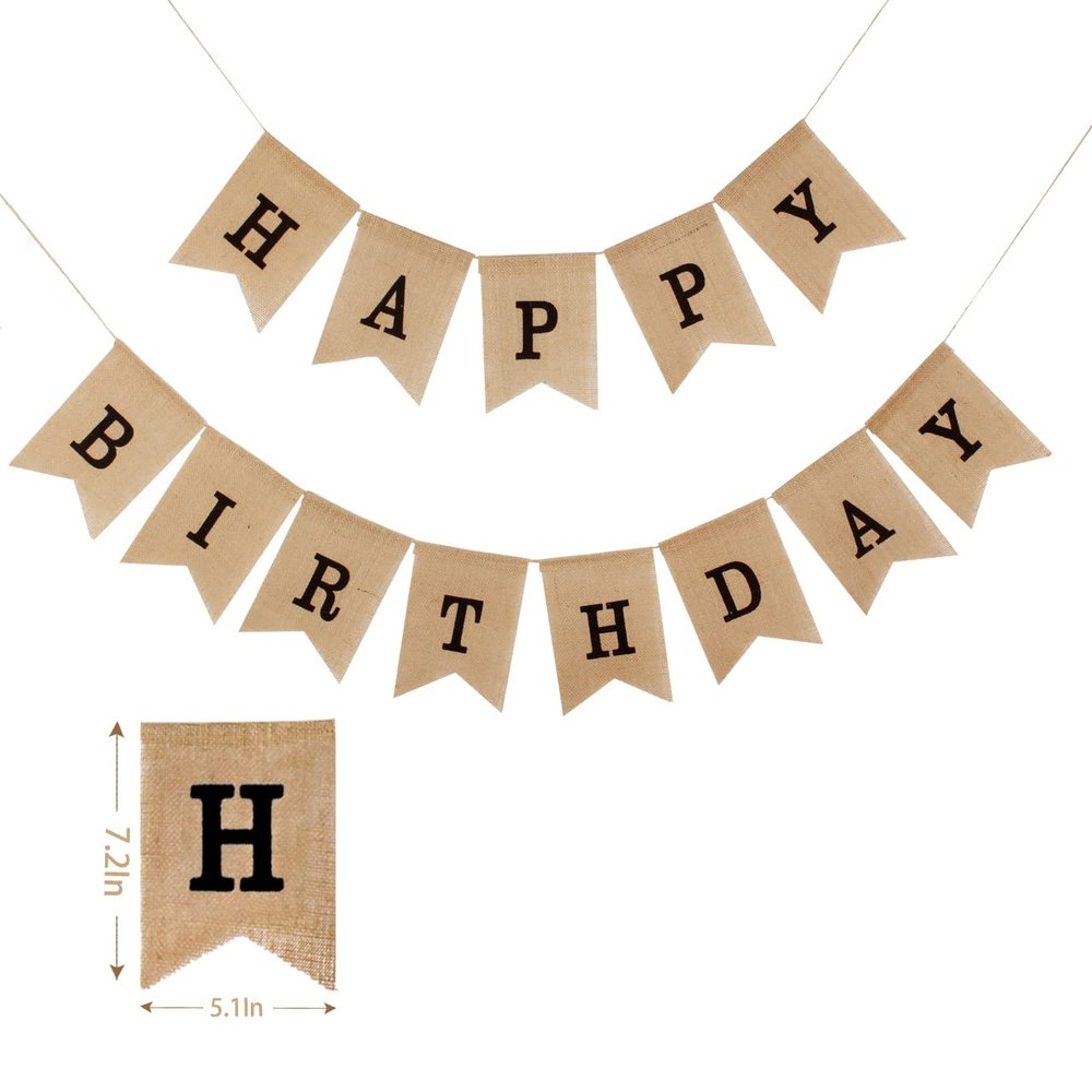 Burlap Happy Birthday Banner Burlap Banner Happy Birthday Sign For Men Women Birthday Sign Party Decorations, Black letter