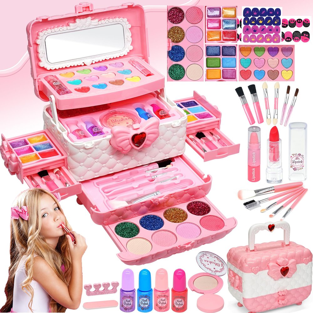 Kids Makeup Sets for Girls - Kids Makeup Sets for Girls 5-8, Maquillaje para Nias, Play Make Up Kit, Best Toys for Little Girl,Princess Toddler Kid Stuff, Ages3456789 10 Year Old Girl Birthday Gifts