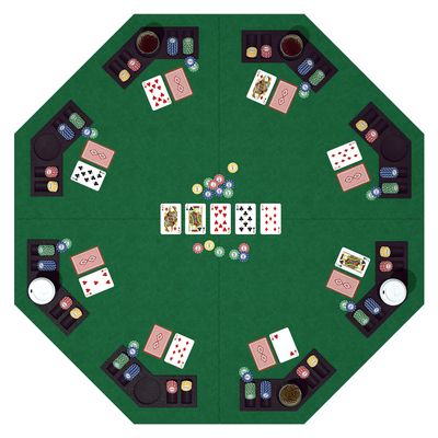 48 Inch Foldable Poker Table Top for 8 Players, Octagon Poker Table Topper with Chips Tray & Cup Holders, Professional Texas Holdem Poker Table Mat with Carrying Bag for Card Casino Games (Green)