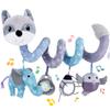 Koty Car Seat Toys, Infant Baby Spiral Plush Activity Hanging Toy for Stroller Bar Pram Crib with Music Box BB Squeaker & Rattles(Gray Fox) view 1