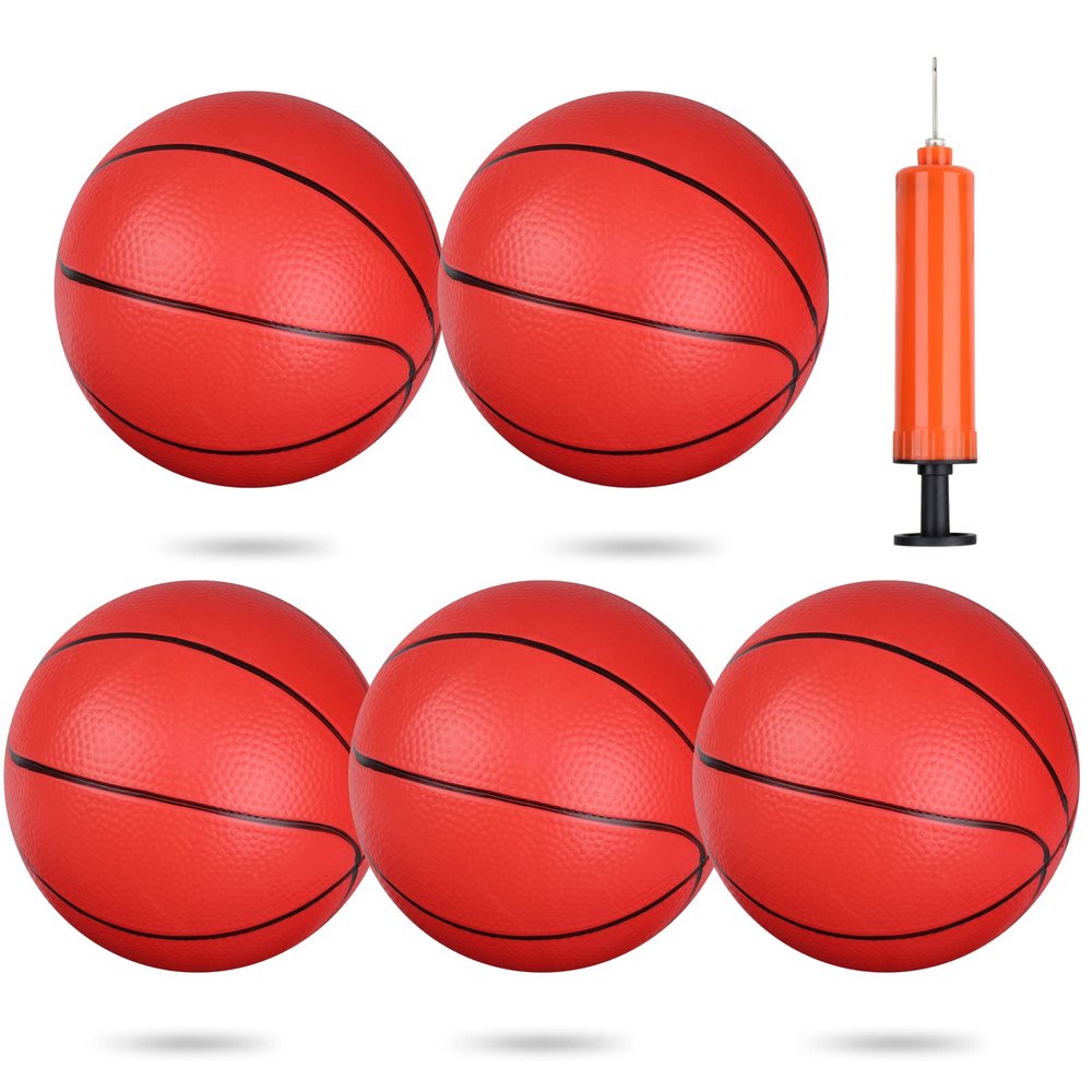 6" Mini Basketball for Kids Adults, Rubber Indoor Balls for Over Door Basketball Hoop, Toddler Balls for Beach Pool Arcade Game, 5 Pack Sport Interactive Gift for Boys Girls (with Pump)