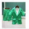 UIOKLMJH Summer Kids Boys Short Sleeve Formal Suits Blazer+Shorts 2Pcs Sets Children Wedding Prom Performance Costumes view 3