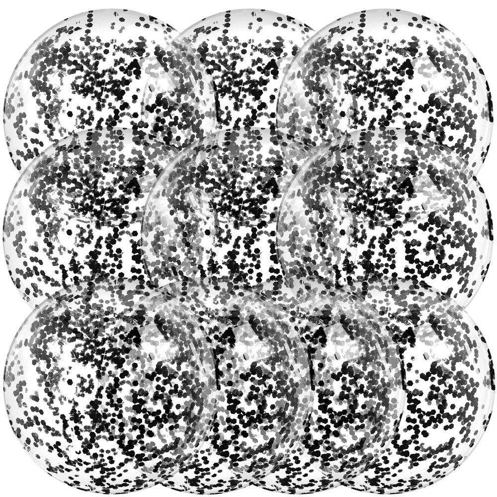 Civaner 10 Pcs Inflatable Glitter Beach Balls 16 Inch Large Sparkly Confetti Pool Balls Clear Blow up Balloon Toys for Wedding Baby Shower Birthday 2026 New Year Party Decoration(Black,Glitter)