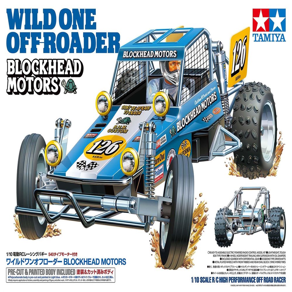 Tamiya 58695 1:10 Wild One OR Blockhead Motor-Remote Controlled Car, RC Vehicle, Model Building, Hobby Crafts