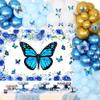 Fangleland Blue Butterfly Balloon Garland Arch Kit, Butterfly Flower Backdrop 3D Butterflies Wall Stickers Decorations for Girls Baby Shower Birthday Bachelorette Party Supplies view 1