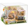 MAGQOO Dollhouse Miniature with Furniture DIY Wooden Dollhouse Kit Tiny House DIY House Kit Creative Room Idea Dust Proof Included (Cat Coffee Garden) view 1