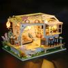 MAGQOO Dollhouse Miniature with Furniture DIY Wooden Dollhouse Kit Tiny House DIY House Kit Creative Room Idea Dust Proof Included (Cat Coffee Garden) view 3