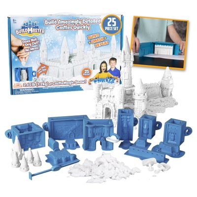 Super Mega Snow Sand Castle Kit - Indoor Sand Kit for Kids with 25 Building Pieces, 2.65 lbs of Reusable, Moldable Magic Sand & No-Mess Play Mat - Art Sensory Toys for Ages 6+ with Storage Case