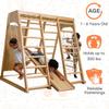 Avenlur Magnolia Indoor Playground 7-in-1 Jungle Gym Playset for Kids 2-6yrs - Slide, Climbing Wall, Rope Wall Climber, Monkey Bars, Swing - Waldorf and Montessori Style Wooden Climb Set. view 3