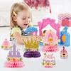 ArowlWesh 12Pcs Floral Princess Party Honeycomb Centerpieces Princess Theme Party Decorations Supplies Pink and Gold Castle Crown Carriage Baby Shower Birthday Table Toppers for Girls view 4