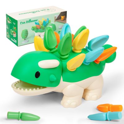 Hirger Spike The Fine Motor Dinosaur: Montessori Baby Sensory Toys for Toddlers 1-3, Preschool Learning Educational Activities, 12+ Months Old Birthday Gift