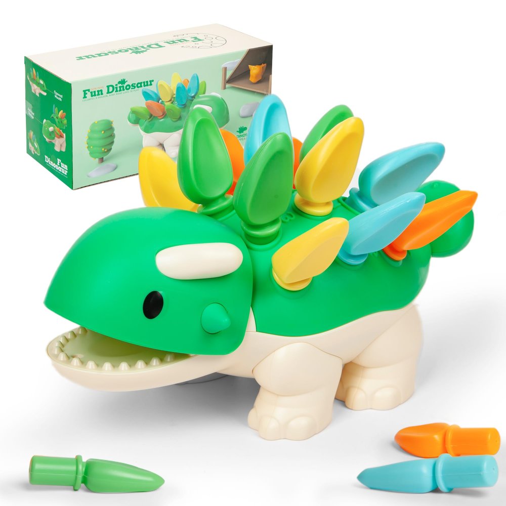 Hirger Spike The Fine Motor Dinosaur: Montessori Baby Sensory Toys for Toddlers 1-3, Preschool Learning Educational Activities, 12+ Months Old Birthday Gift